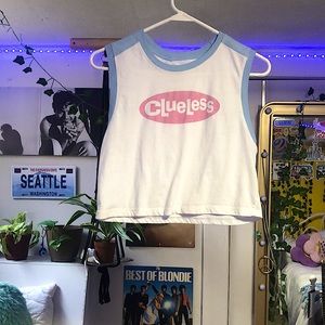 White pink and blue tank top crop top from forever twenty one, size medium.